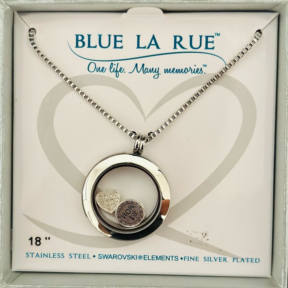 Blue La Rue #1 MOM Swarovski Elements Fine Silver Plated Necklace